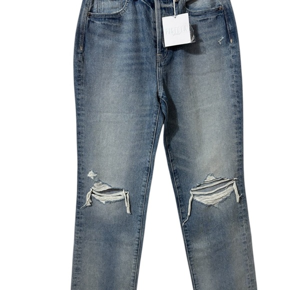 Pistola Women’s Cassie High Rise Jeans Blue Distressed Straight Size 26 NWT - Picture 2 of 11